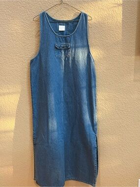 Style Studio Denim Maxi Dress with Snap Details large